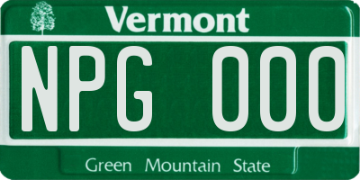 VT license plate NPG000