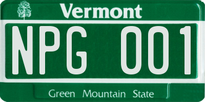 VT license plate NPG001