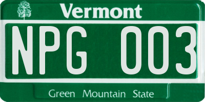 VT license plate NPG003