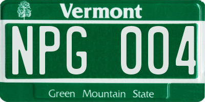 VT license plate NPG004