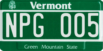 VT license plate NPG005