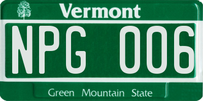 VT license plate NPG006