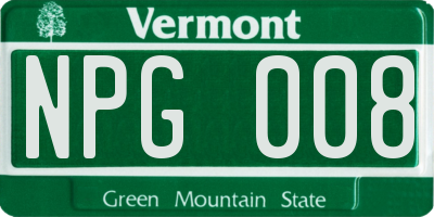 VT license plate NPG008
