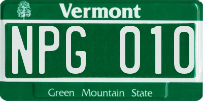 VT license plate NPG010
