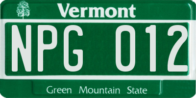 VT license plate NPG012
