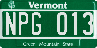 VT license plate NPG013