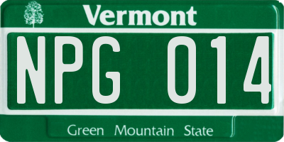 VT license plate NPG014