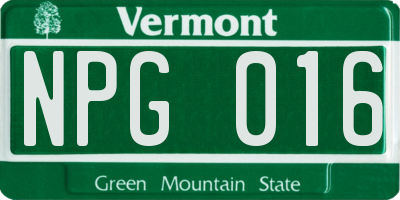 VT license plate NPG016