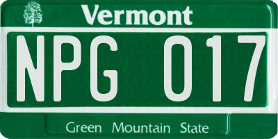 VT license plate NPG017