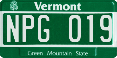 VT license plate NPG019