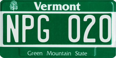 VT license plate NPG020