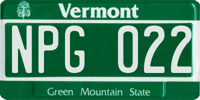 VT license plate NPG022