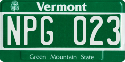 VT license plate NPG023