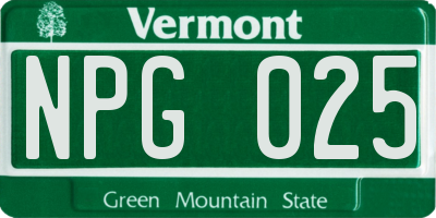 VT license plate NPG025