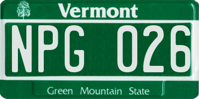 VT license plate NPG026