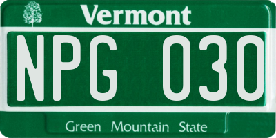 VT license plate NPG030