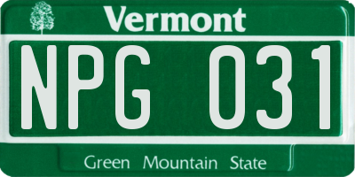 VT license plate NPG031
