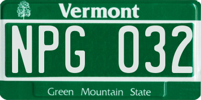 VT license plate NPG032