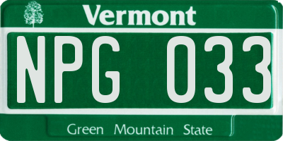 VT license plate NPG033