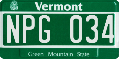 VT license plate NPG034