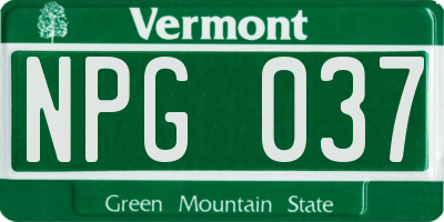 VT license plate NPG037