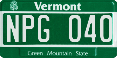 VT license plate NPG040