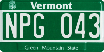 VT license plate NPG043