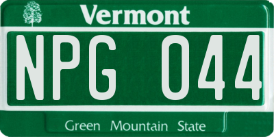 VT license plate NPG044