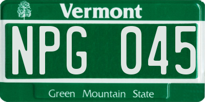 VT license plate NPG045