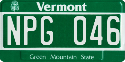 VT license plate NPG046