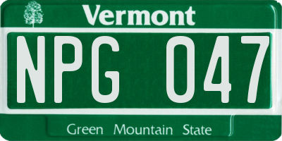 VT license plate NPG047