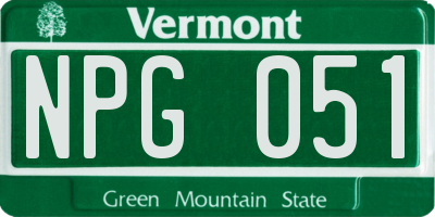 VT license plate NPG051
