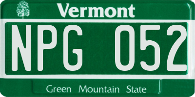 VT license plate NPG052