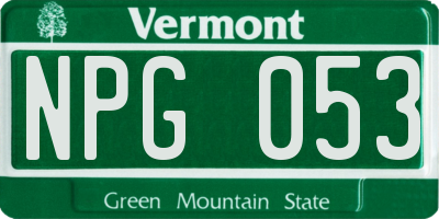 VT license plate NPG053