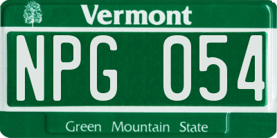 VT license plate NPG054