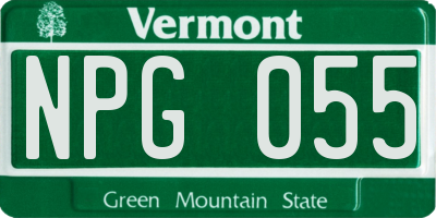 VT license plate NPG055