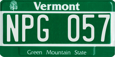VT license plate NPG057
