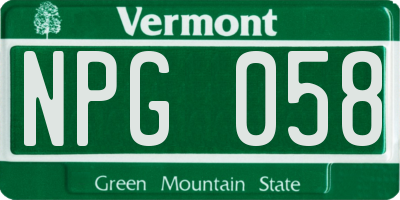 VT license plate NPG058