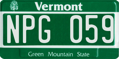 VT license plate NPG059