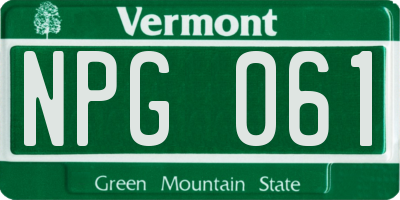 VT license plate NPG061