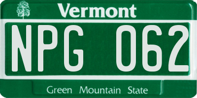 VT license plate NPG062
