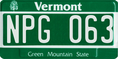 VT license plate NPG063
