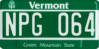 VT license plate NPG064