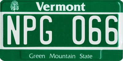 VT license plate NPG066
