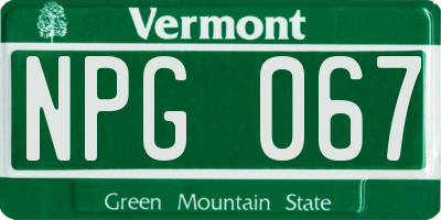 VT license plate NPG067