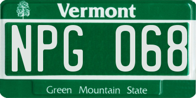 VT license plate NPG068