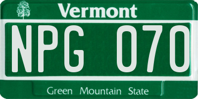VT license plate NPG070