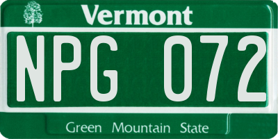 VT license plate NPG072