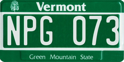 VT license plate NPG073