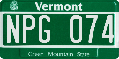 VT license plate NPG074